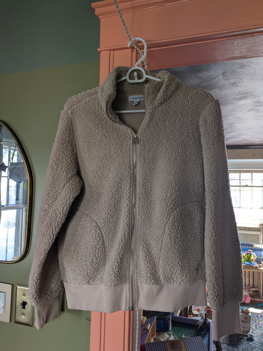 Calvin Klein Taupe Sherpa Zip Jacket